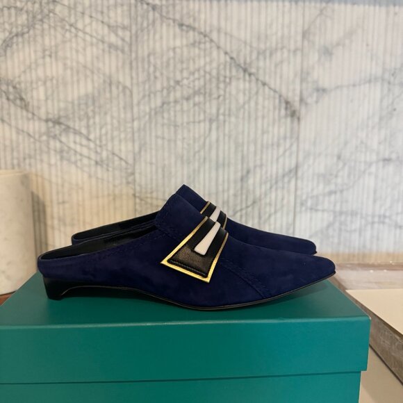 Derek Lam Blue Suede Mule Loafers | Size 6 - Picture 2 of 7